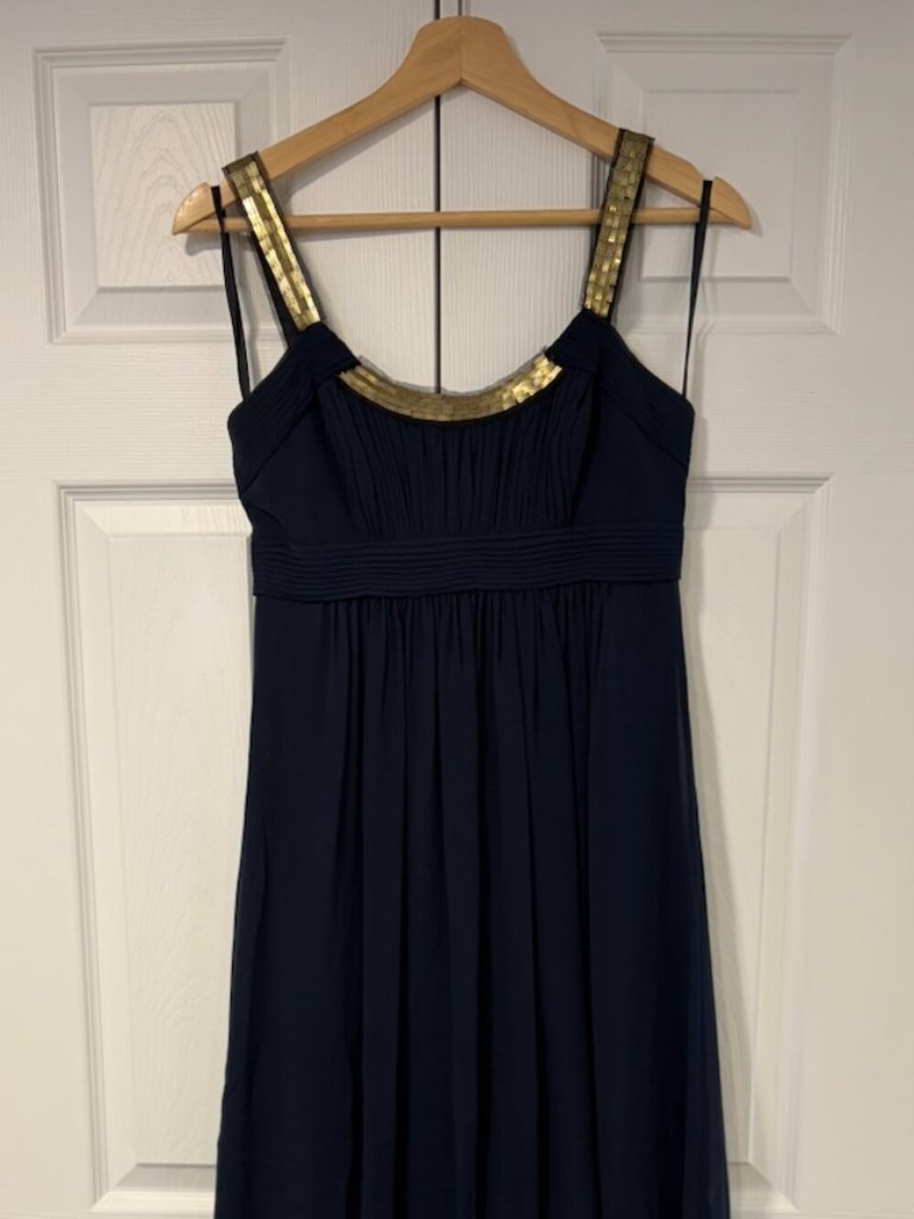 BCBG Max Azria Navy Silk Empire Waist Dress Size 2